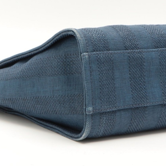 Chanel Mixed Fibers Striped Small Deauville Tote Navy Blue - Picture 4 of 16